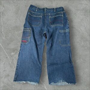 Vintage Vans Jeans Men 40x30 Blue Y2K Baggy Wide Leg Embroidered Carpenter Loose